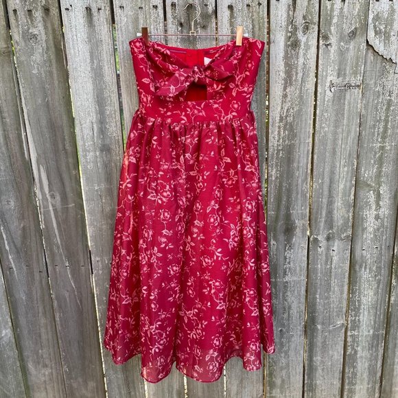 Keepsake Distraction Midi Dress Floral Strapless Cutout Size Medium Sz M US 6 - Picture 2 of 8